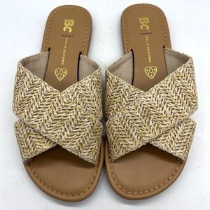 BC by Seychelles / 7 / Tan Woven Raffia Slide Sandals / Beach / Resort / Vegan